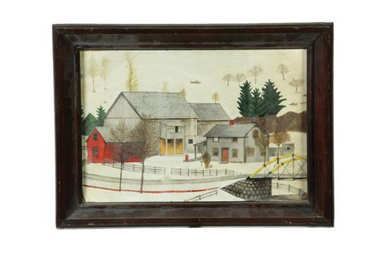 WINTER FARM SCENE AMERICAN SCHOOL 10b10f