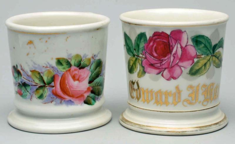 Lot of 2: Floral Shaving Mugs.