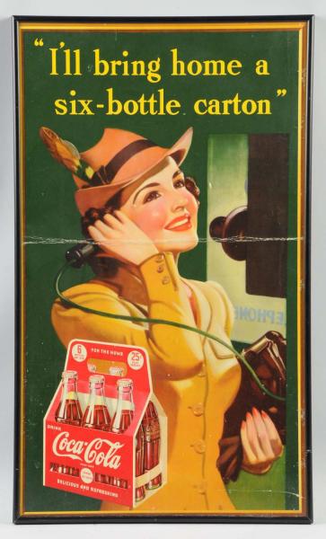 Small Cardboard Coca-Cola Poster. 
1940s.