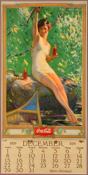 1930 Coca-Cola Calendar. 
Matted