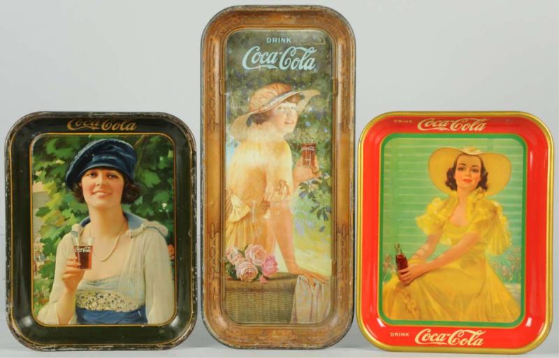 Lot of 3: Coca-Cola Serving Trays. 
Includes