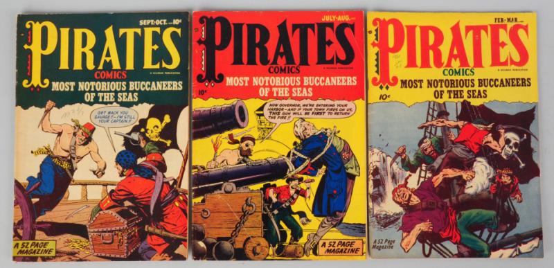Lot of 3: 1950 Pirate Comics. Click
