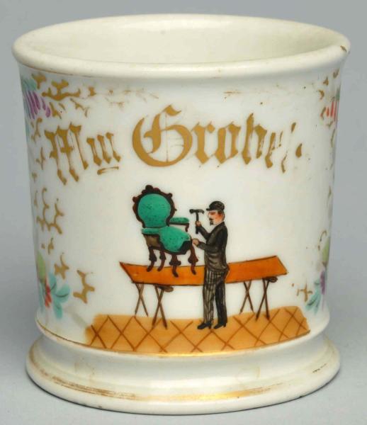 Upholsterer Shaving Mug. 
Gilt