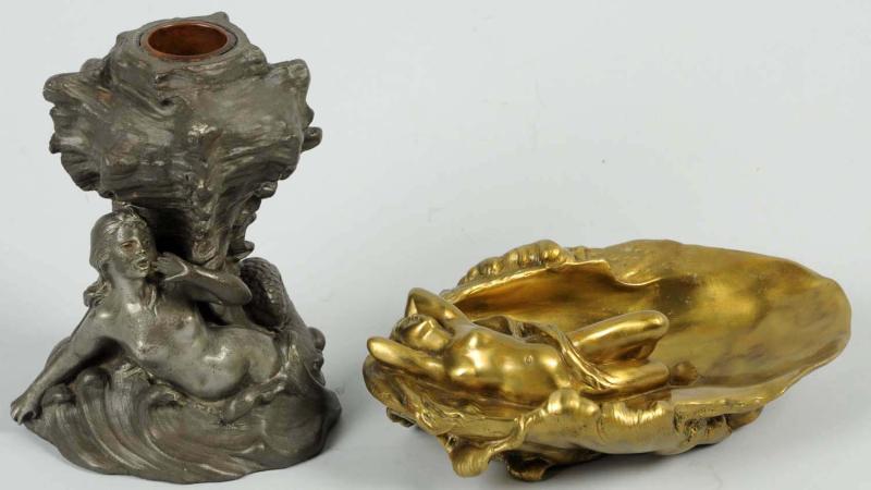 Lot of 2 Pot Metal Brass Figural 10da82