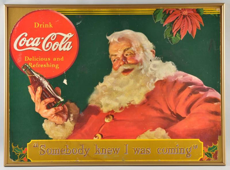 Cardboard Coca-Cola Santa Poster.