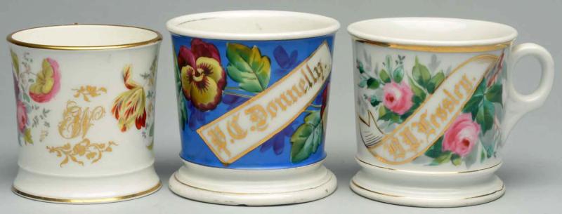 Lot of 3 Floral Shaving Mugs  10da9e