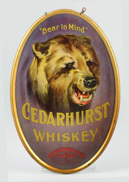 Early Tin Cedar Hurst Whiskey Sign.