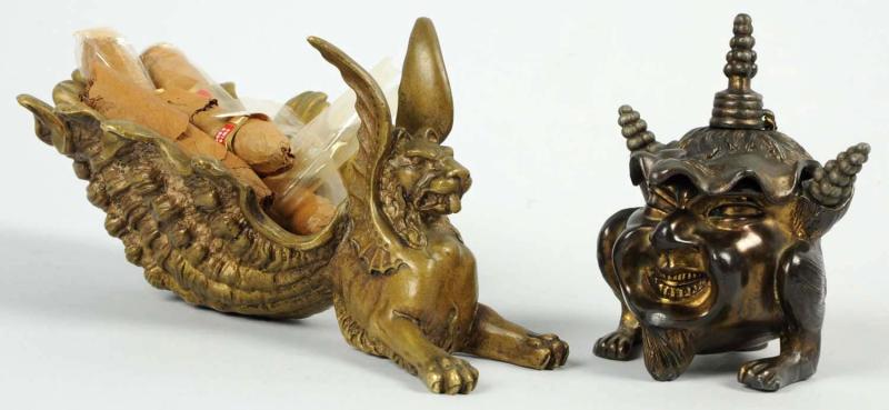 Lot of 2 Pot Metal Figural Tobacco 10daea