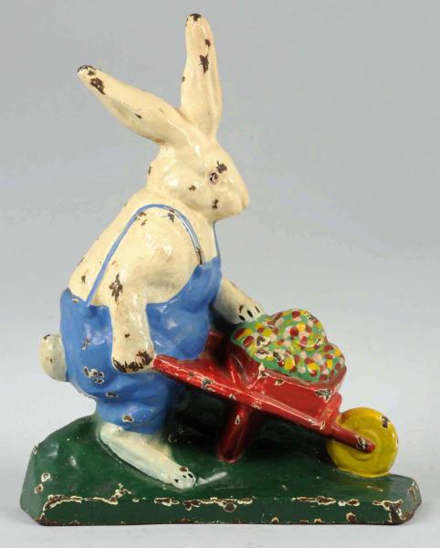 Cast Iron Rabbit Pushing Wheelbarrow 10db06