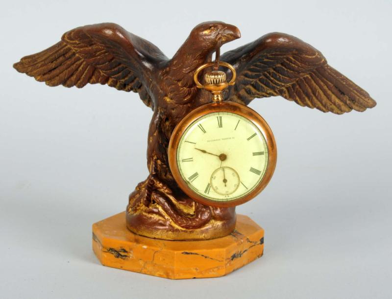 Brass Eagle on Marble Base Figural Watch