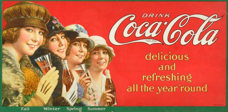 Cardboard Coca-Cola Trolley Sign. 
1923.