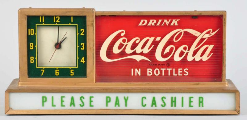 Coca-Cola Lighted Counter Clock/Sign.