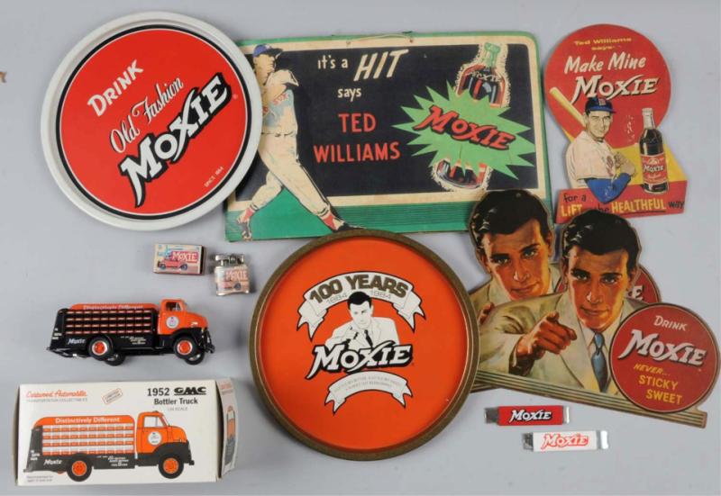 Assorted Later Moxie Items. 
Includes