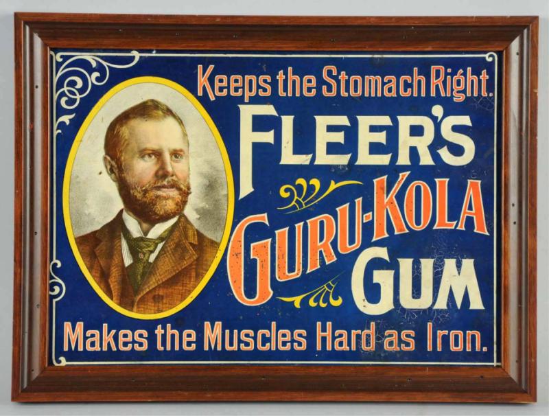 Tin Fleer s Guru Kola Gum Sign  10db70