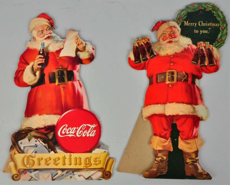 Lot of 2 Coca Cola Santa Cutouts  10db9b