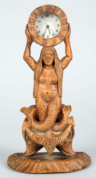 Folk Art Wooden Mermaid Figural