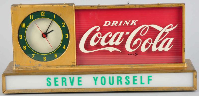 Coca Cola Counter Lighted Sign Clock  10dbc4
