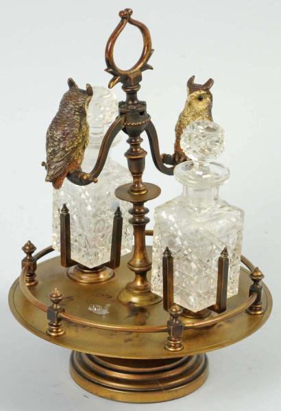 Figural Bronze Owl Perfume Holder  10dc44