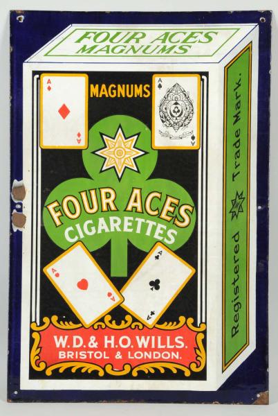 Porcelain Four Aces Cigarettes Sign.