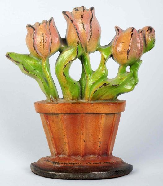 Cast Iron Tulips in Pot Doorstop  10dc62