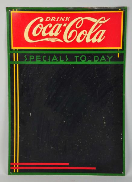 Embossed Tin Coca-Cola Menu Sign. 
1930s.