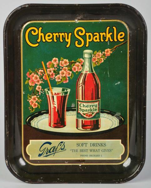 Tin Cherry Sparkle Serving Tray  10dc75