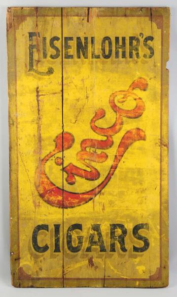 Wooden Cinco Cigars Handmade Sign.