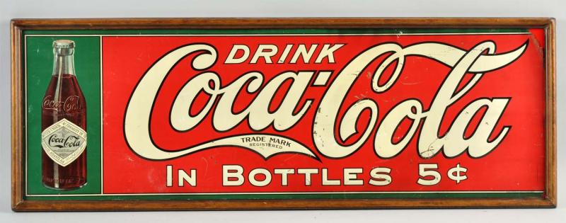 Embossed Tin Coca-Cola Sign. 
Circa