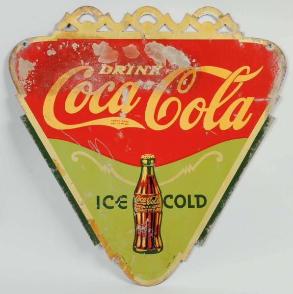 Tin Coca-Cola 2-Sided Triangle Sign.