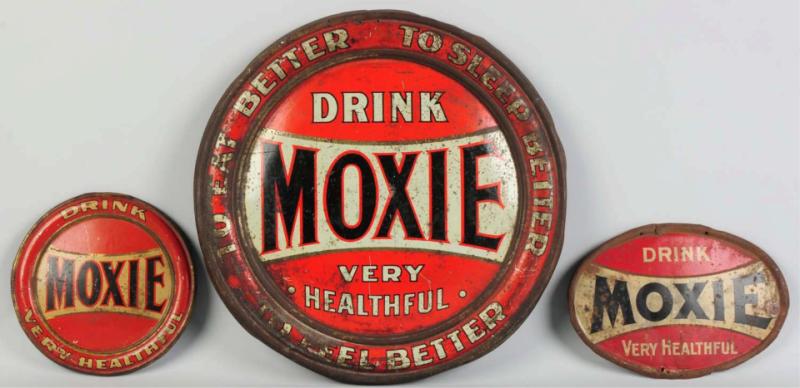 Lot of 3 Tin Early Moxie Signs  10dd9e