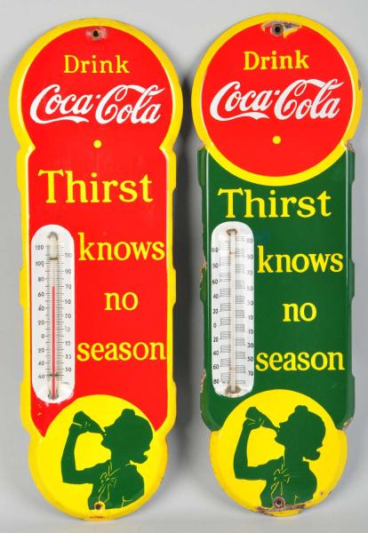 Lot of 2 Porcelain Coca Cola Thermometers  10dddc