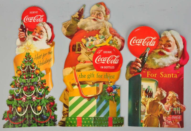 Lot of 3: Cardboard Coca-Cola Santa