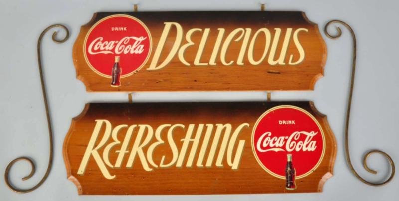 Wooden Kay Display Coca-Cola Sign Set.