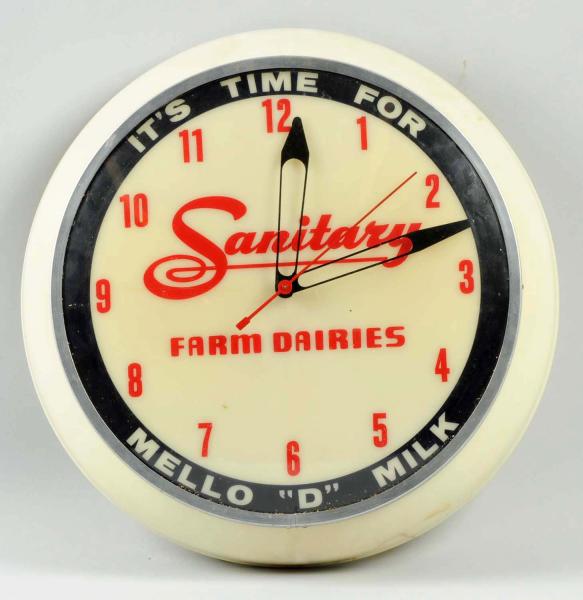 Sanitary Farm Dairies Lighted Clock  10de33