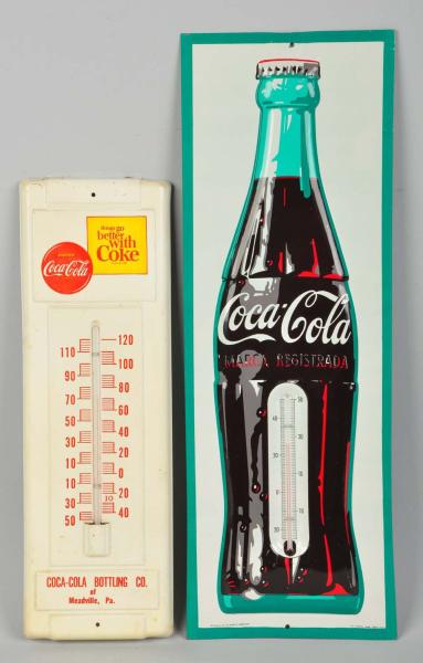 Lot of 2 Tin Coca Cola Thermometers  10de3c
