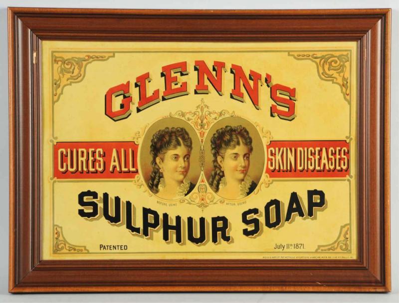 Early Tin Glenn's Sulfur Soap Sign.