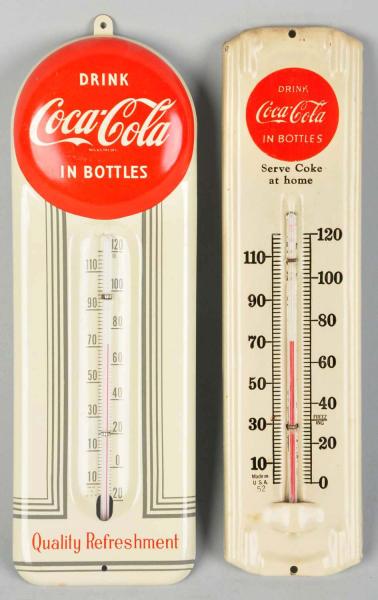 Lot of 2 Tin Coca Cola Thermometers  10df02