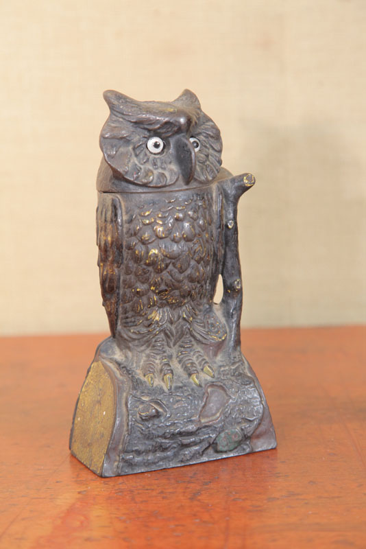MECHANICAL BANK. In the form of an owl