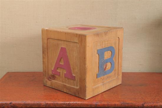 LARGE CARVED WOOD BLOCK. Folky