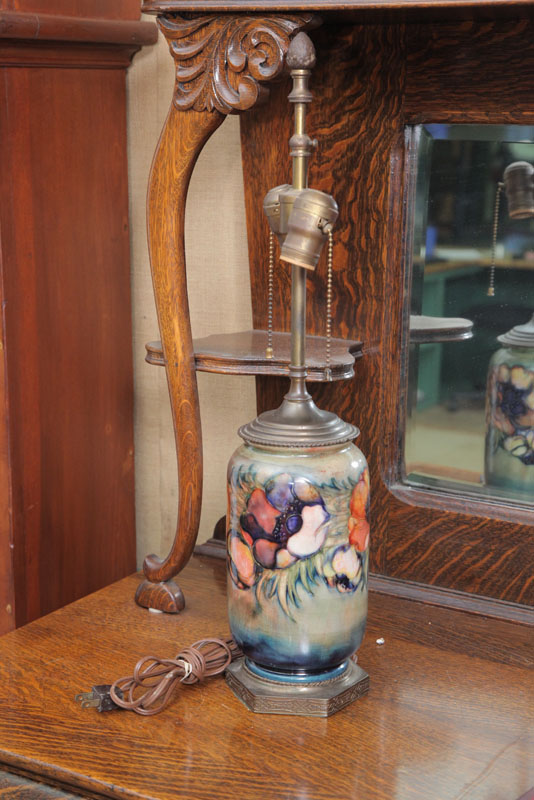 MOORCROFT TABLE LAMP. Of cylindrical