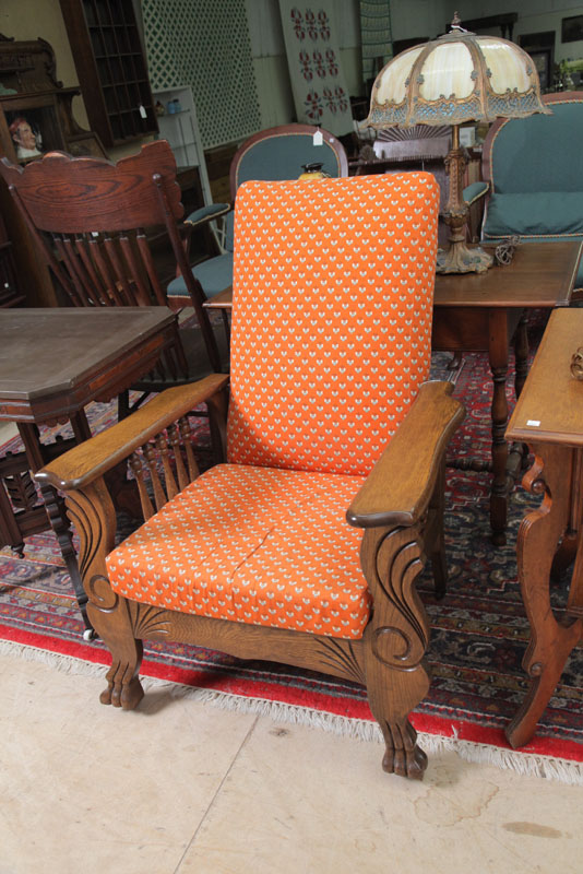 MORRIS STYLE ARMCHAIR. Oak with adjustable