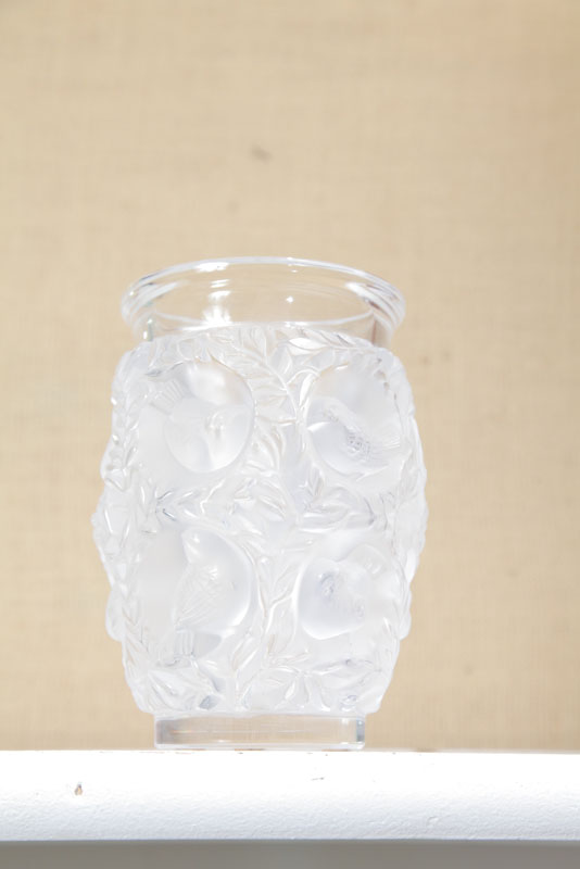LALIQUE VASE. Frosted and clear