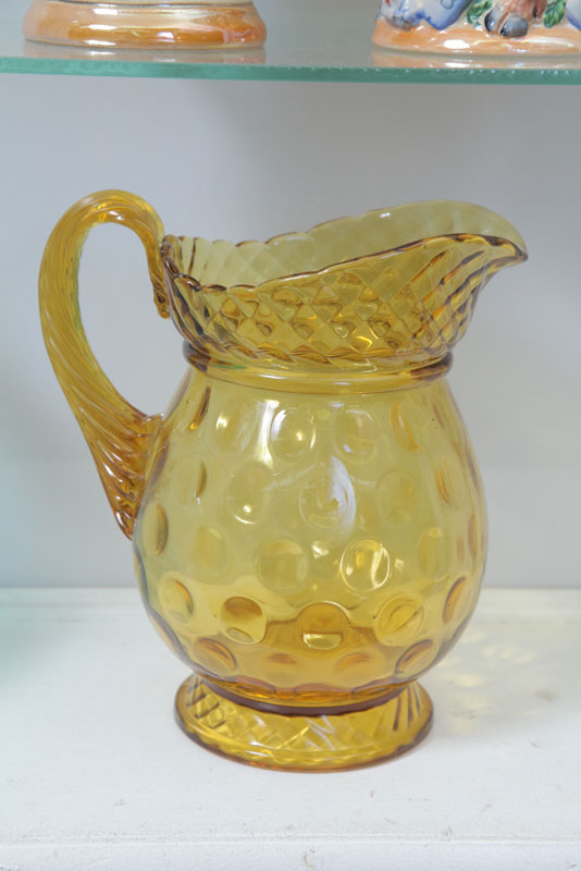 VICTORIAN GLASS PITCHER Amber 10e4e3