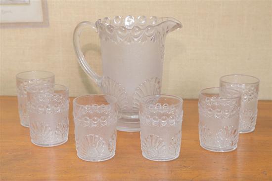 PATTERN GLASS WATER SET. In Shell and