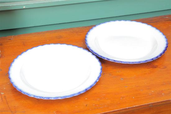 TWO FEATHER EDGE PLATES. With blue