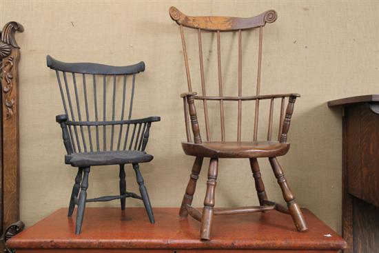 TWO CHILDS COMB BACK CHAIRS One 10e515