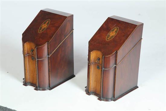 PAIR OF INLAID KNIFE BOXES 20th 10e54a