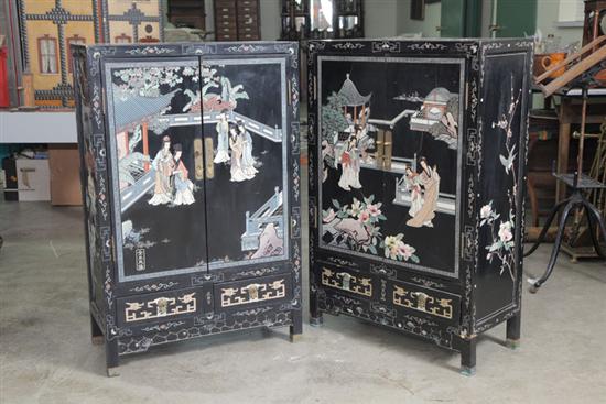 TWO ORIENTAL CABINETS. Similar black