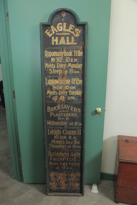 WOOD ADVERTISING SIGN Eagles Hall 10e5aa