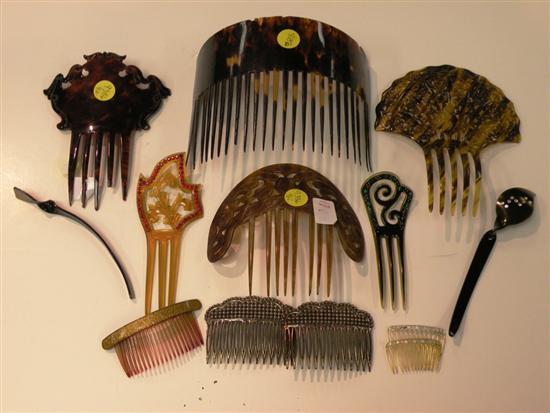 Hair combs  tortoise  celluloid and